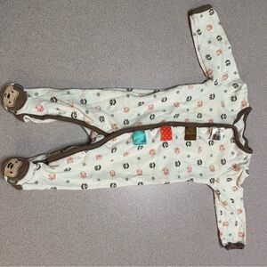 Taggies Monkey Print Footie - Cream and Brown